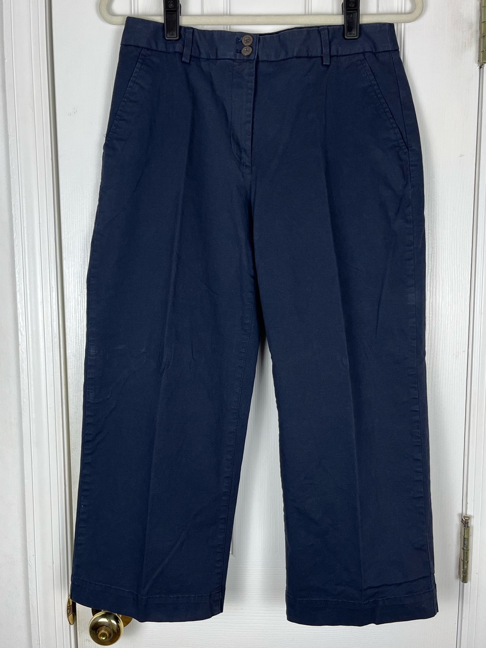 Talbots Dark Navy Wide Leg Cropped Pants Sz 6 Minimalist Preppy Capsule